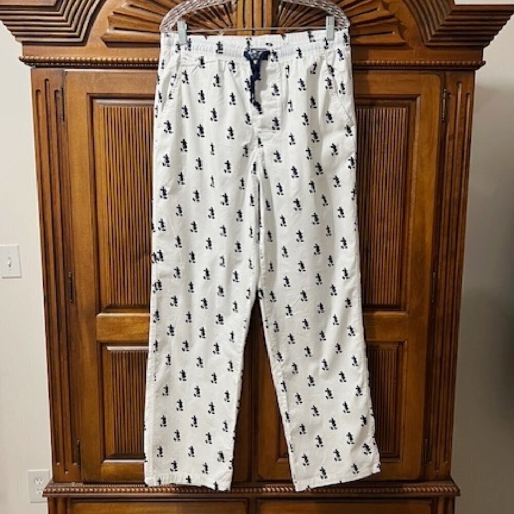 Disney Parks Mickey Mouse Pajama Lounge Pants White 100% Cotton Men's Size M
